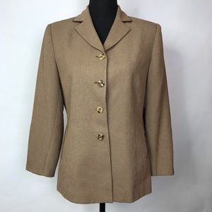 Kasper Womens Blazer Jacket Size 6 Tan Lined